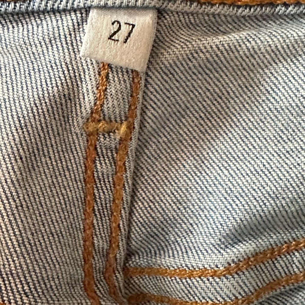 Agolde Blue Cropped Distressed Jeans - Picture 3 of 4
